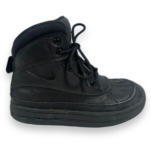 Nike ACG Woodside 2 Triple Black Boots Boy's 1Y 524873-004 Round Toe Lace Shoes
